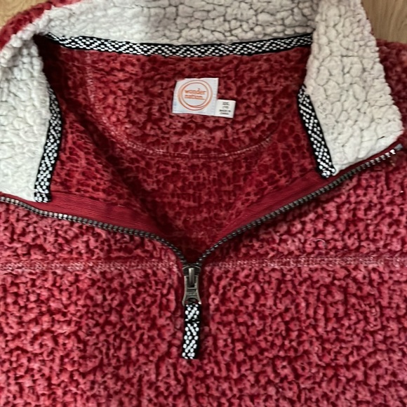 A red half zip sweater, i bought it but never wear it anymore. Good Condition - Picture 2 of 3